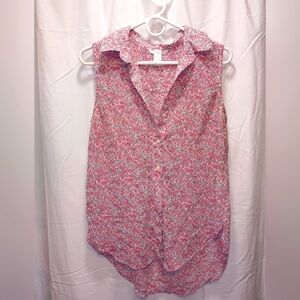 H&M sz 2 sleeveless button up floral blouse